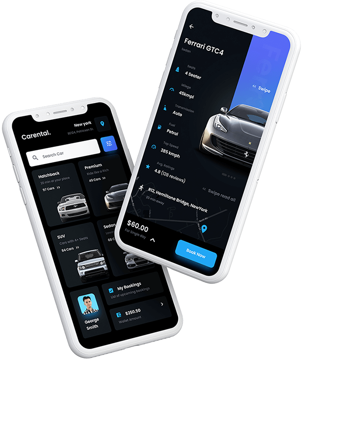 Car Rental Booking App, Self driving Car App, Car Rent App